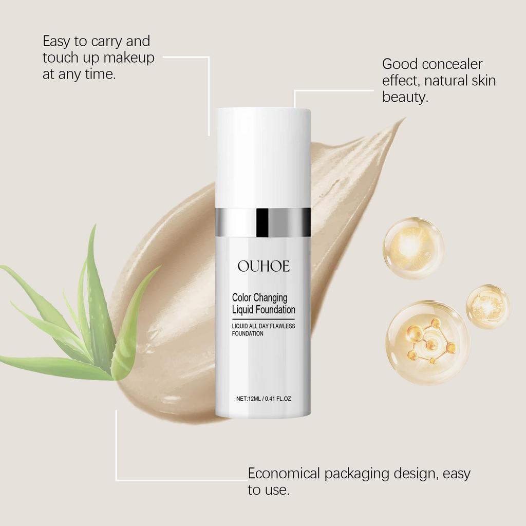 OU HOE Color-Changing Liquid Foundation Brightening Natural Concealing Moisturizing Liquid Foundation