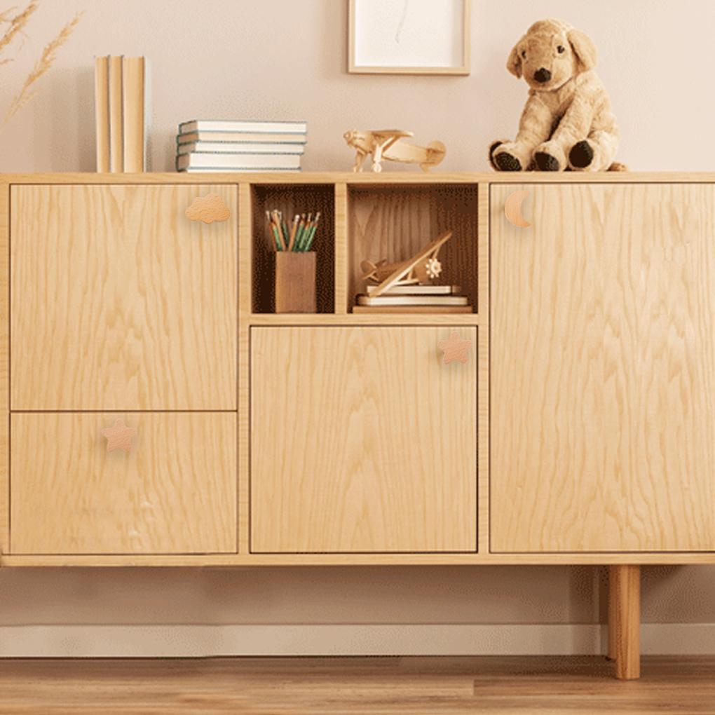 6pack/lot Moon Drawer Knobs Wooden Handles For Children S Room Decor Wooden Animal Cabinet Knobs