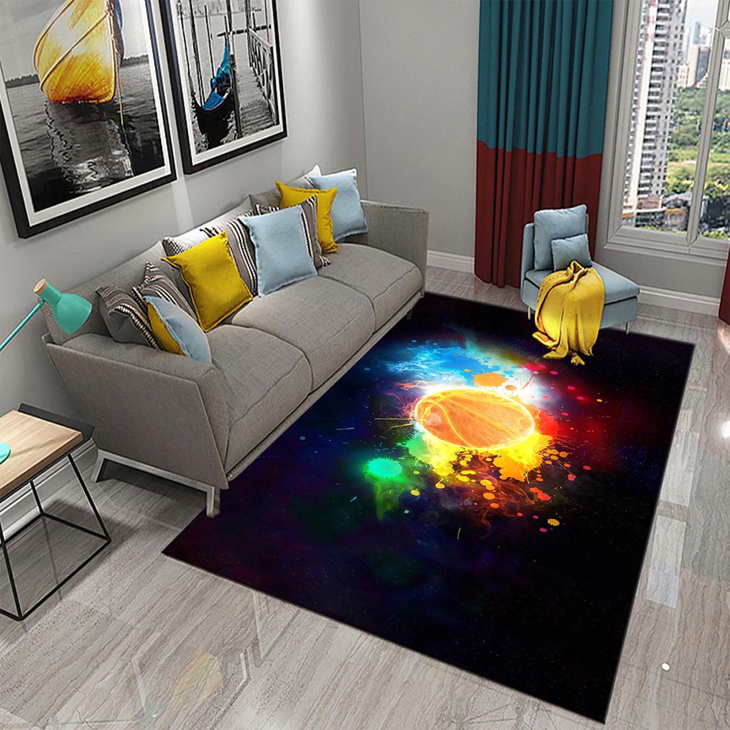 Household large-area carpet teenager boy bedroom living room non-slip floor mat ice and fire theme carpet Tai Chi carpet