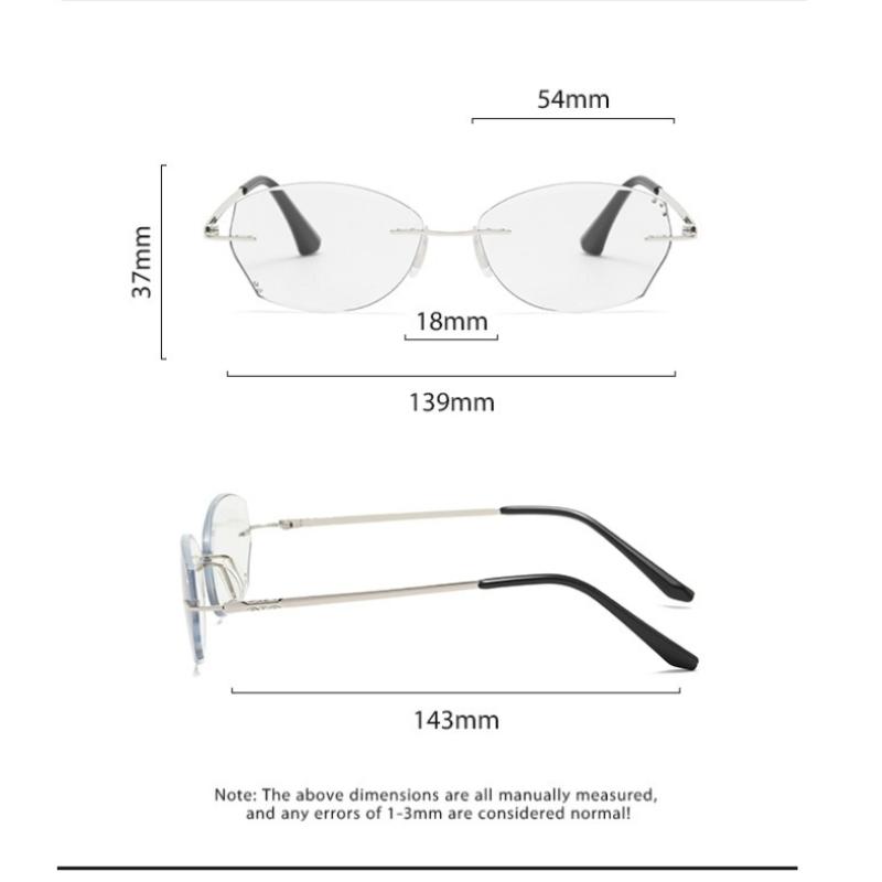Luxury Rimless Cut Edge Presbyopia Glasses Women Men Lightweight Business Elegant Office Anti-Blue Light Spectacles 0 To +4.0
