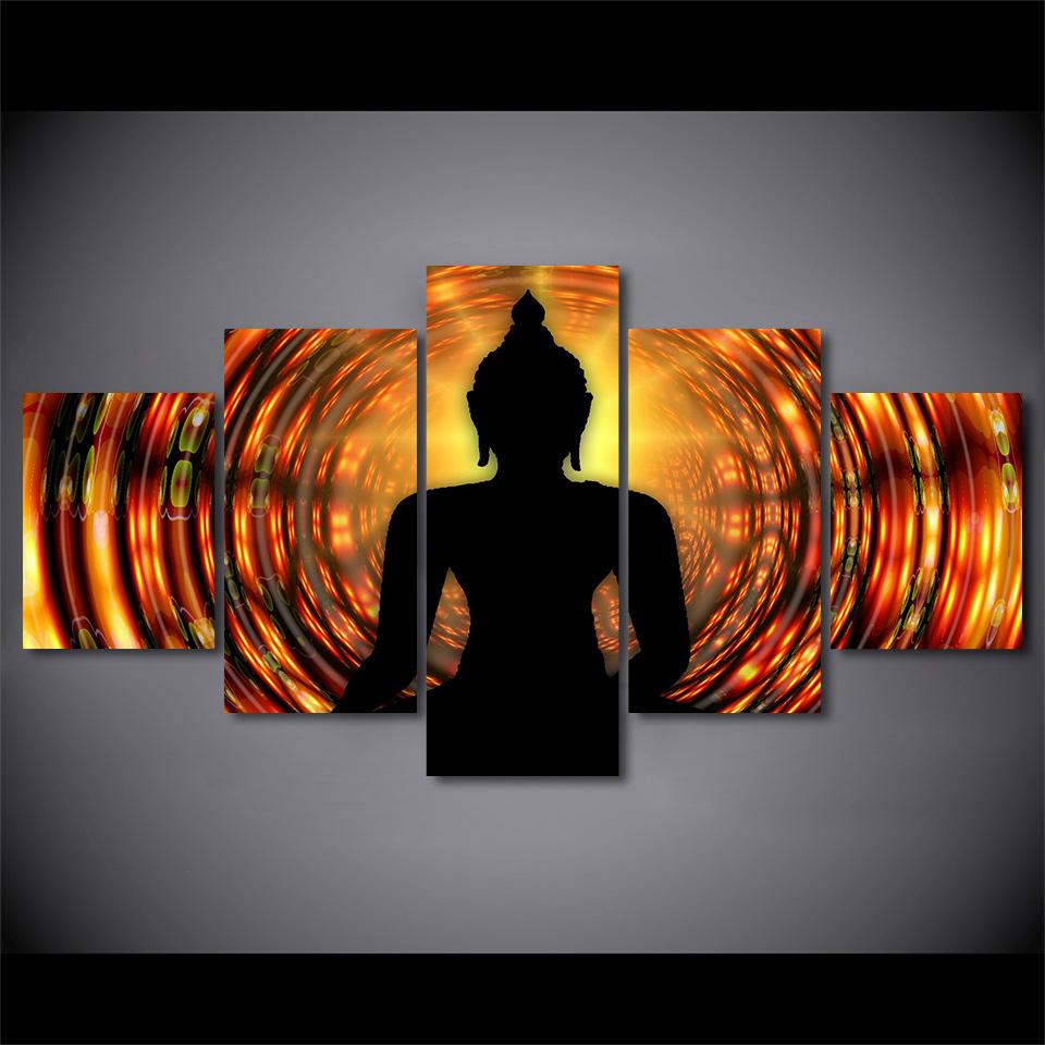 

5 шт. Будда с подсветкой дзен-йога картины холст картины HD принты гостиная домашний декор рамки настенные художественные плакаты без рамки 20x35cm*2 20x45cm*2 20x55cm*1