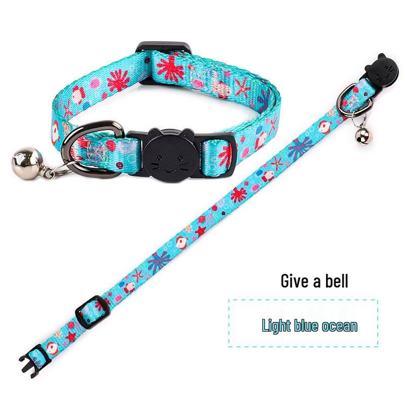 Cute Printed Bell Cat Collar 
