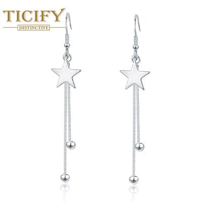 Accesorios para Orejas de Moda Pendientes de Estrella de Cinco Puntas Medianos-largos