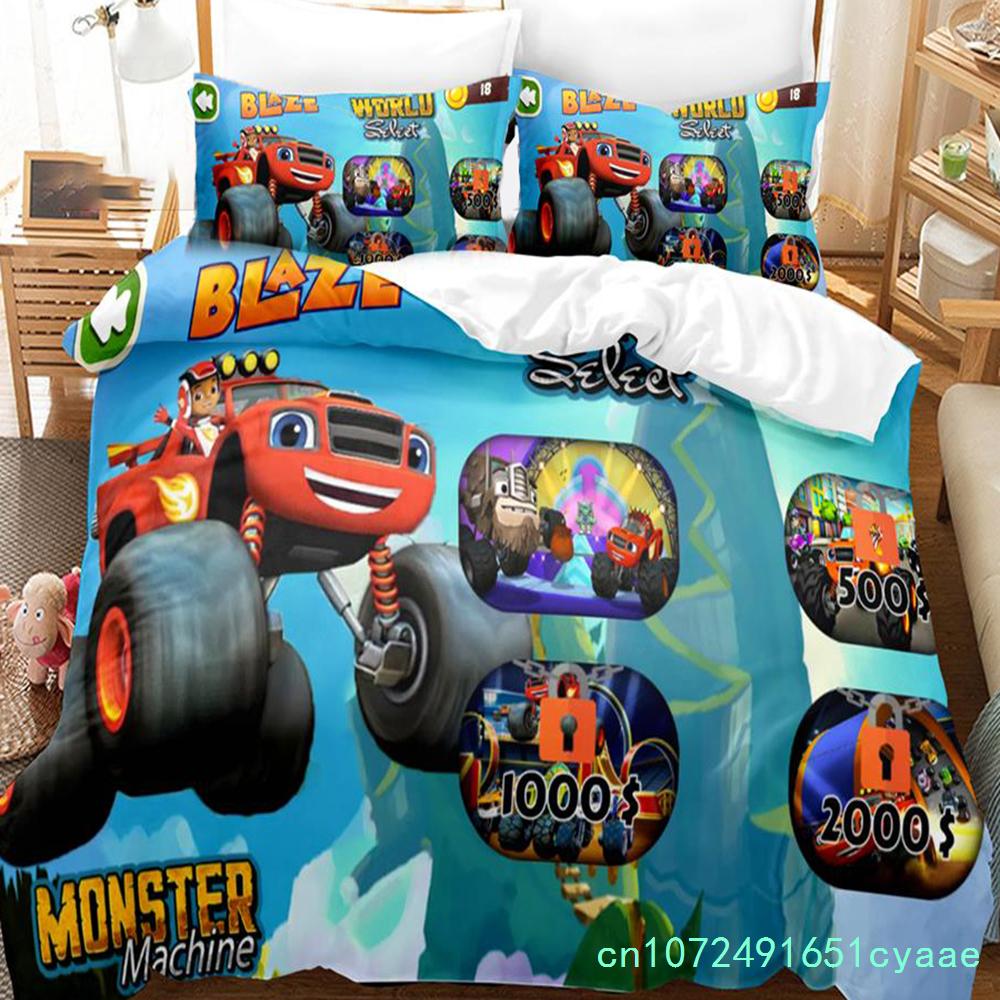 Cartoon Blaze En Monster Machines Snelheid Beddengoed Set Jongens Meisjes Twin Queen Size Dekbedovertrek Kussensloop Bed Jongens Volwassene