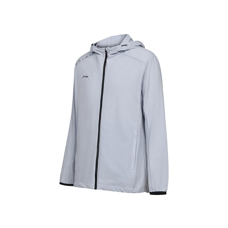 Li Ning National Team Series Waterproof Breathable Sweat-Wicking Sports Windbreaker Men outerwear Dove-Gray AFDU317-2