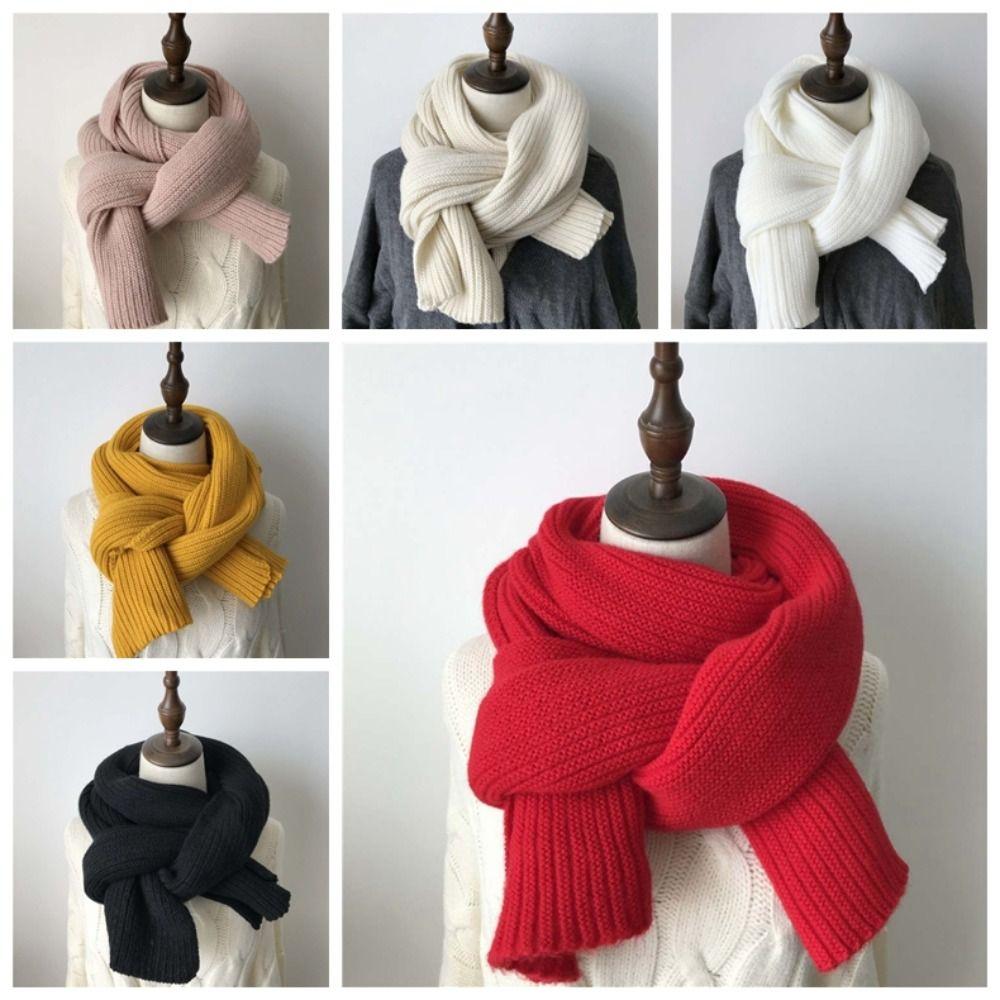 Spandex Long Thickened Neckscarf Polyester Winter Warmer Scarf Soft Knitting Wool Scarf  Winter