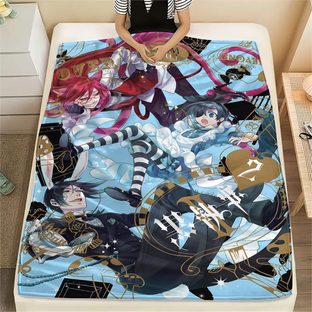 1PC Black Butler Print Flannel Blanket, High Quality All Seasons, Home Decor, Warmth and Comfort, Perfect for Christmas Gifts