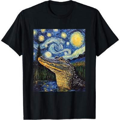Alligator - Van Gogh Style - Starry Night T-Shirt