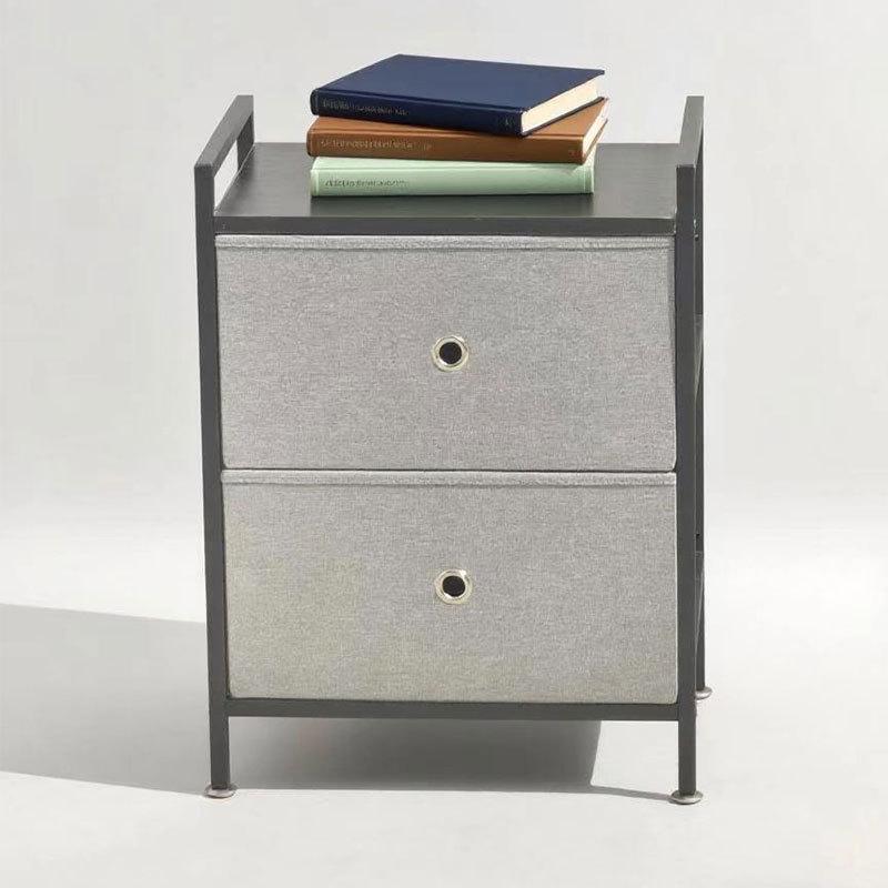 Multi-Functional Bedroom & Living Room Side Table with Fabric Drawers and Wall-Mounted Storage Cabinet