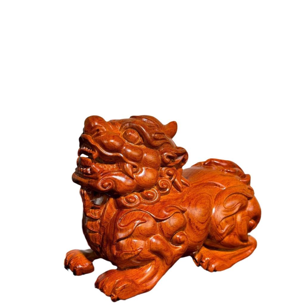 Ebony Carved Pixiu Solid Wood Pair - Home Cabinet Decoration & Craft Gift