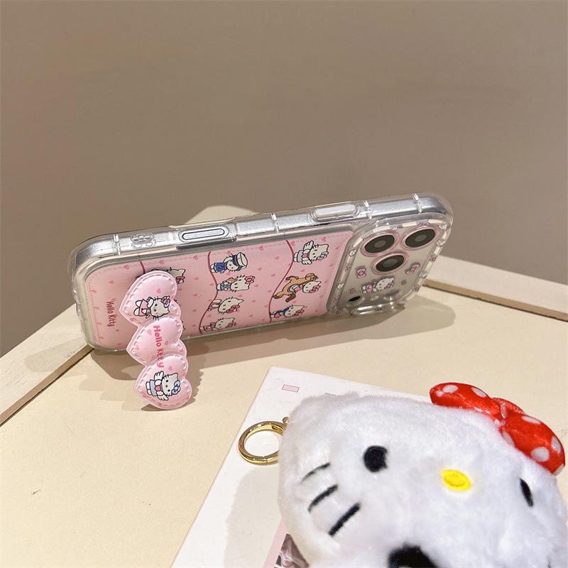 

Girly Pink Heart Cat Stand for iPhone 17/16ProMax/15/14 Cases iPhone 14 Pro Max