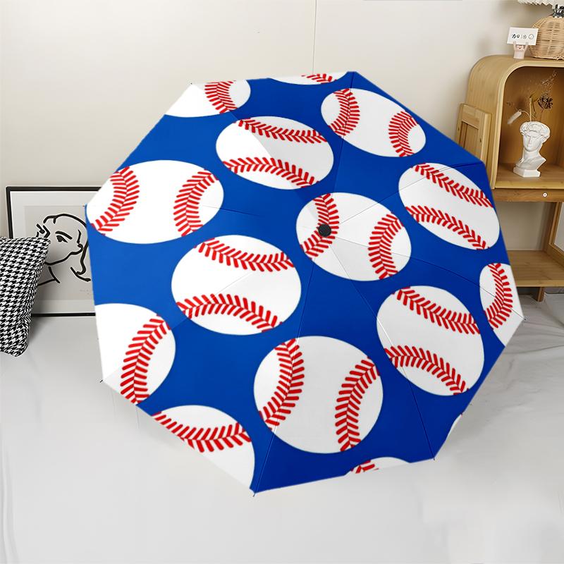 Baseball Theme Automatic Umbrella, Lightweight & Portable, 8 Rib, Perfect for Outdoor Travel, Birthdays, Christmas, Gifts.