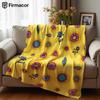 Circle Bloom Cartoon Anime Print Flannel Blanket Soft Warm Throw for Kids Bedroom Sofa Bed Christmas Office Car