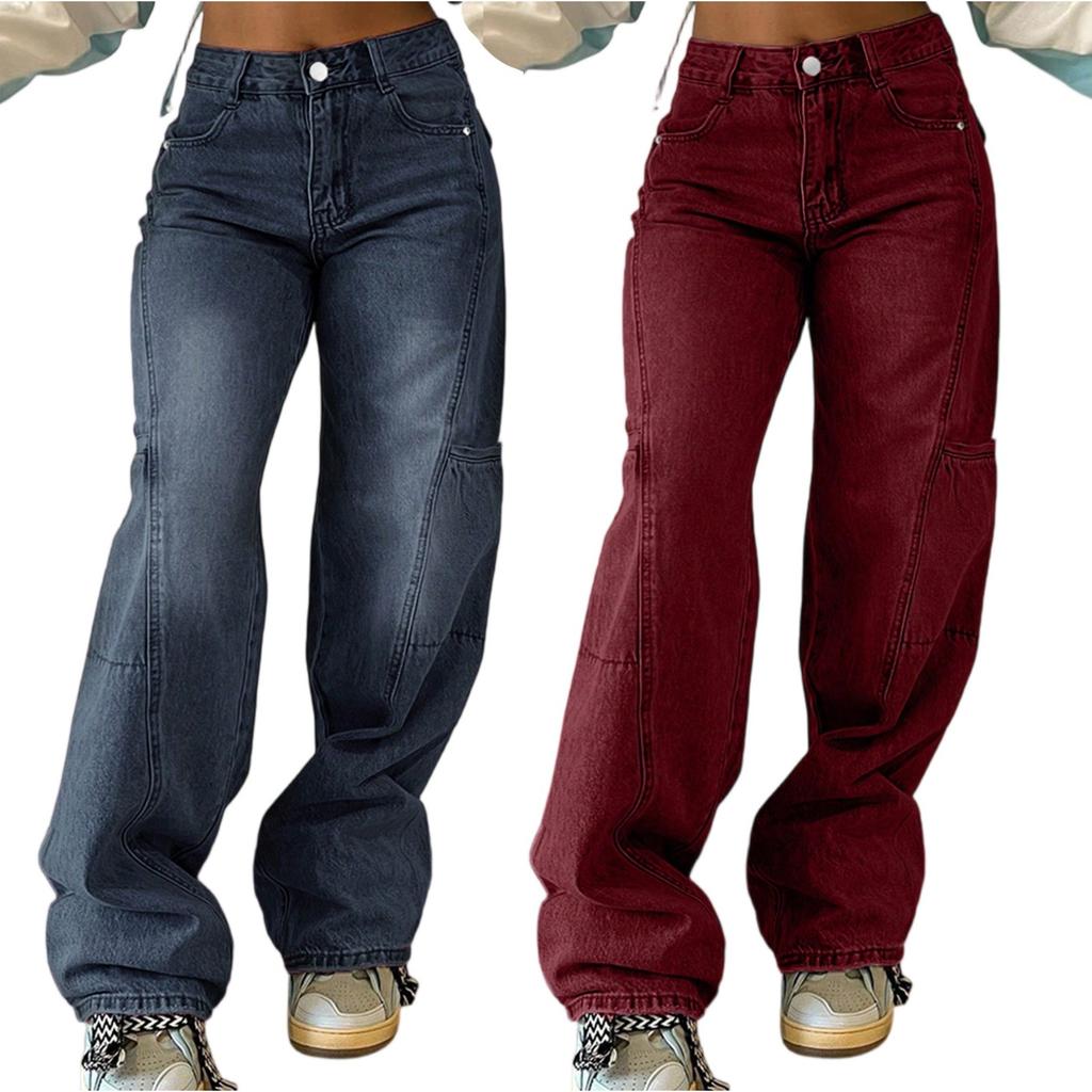 Dámské jednobarevné ležérní módní kalhoty, jednobarevné všestranné džíny slim fit