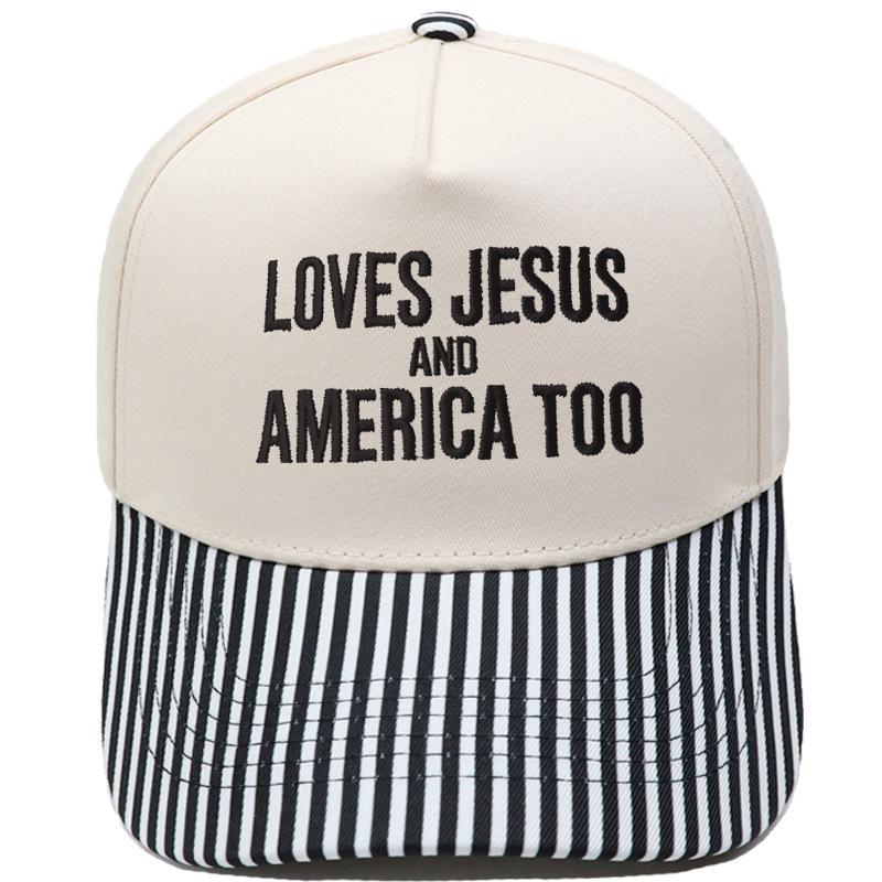 LOVES AMERICA embroidered truck driver baseball cap color matching European and American men's and women's casual sun hat