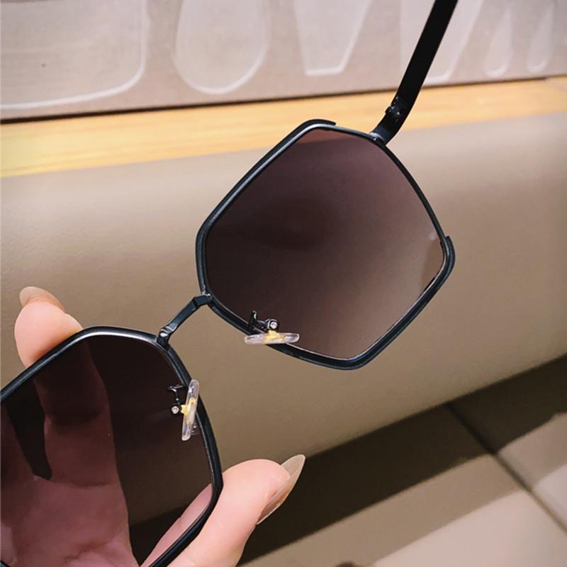 New Oversized Square Metal Half Frame Shades Sunglasses Women Vintage Gradient UV Resistant Sunglasses  Para Hombre