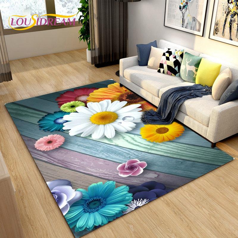 

3D скандинавский цветок, ковер с ромашками, ковер для гостиной, спальни, дивана, коврик для кухни, украшение для кухни, нескользящий напольный коврик для детских игр 40x60cm