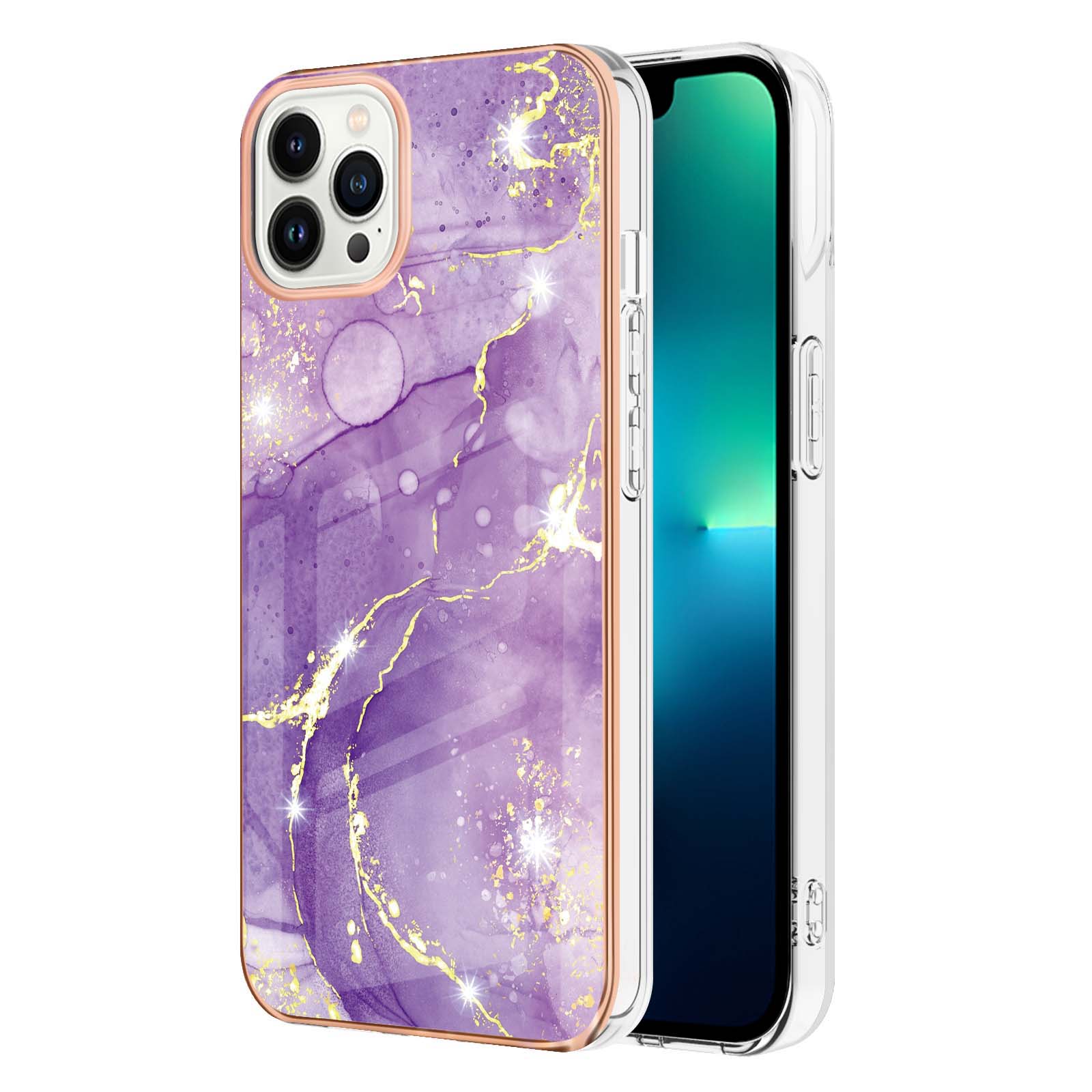 For iPhone 16 Pro Max TPU Case with IMD Marble Pattern Electroplated Back Cover A