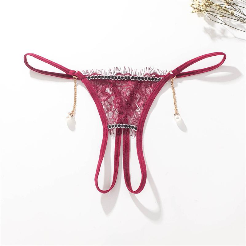 Damen-Tanga, transparent, Netzgarn, Perspektive, junge bestickte Frau, Versuchung, sexy Unterwäsche, G-String