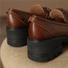 New Fashion  Genuine Leather Women Shoes Casual Slip -On Loafers Comfortable Soft Platform Shoes Square Toe Heels Shoes Woman