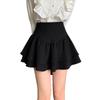Hepburn Style Black Fluffy Half Skirt with Elastic Waist - Women's Plus Size Pleated Shorts