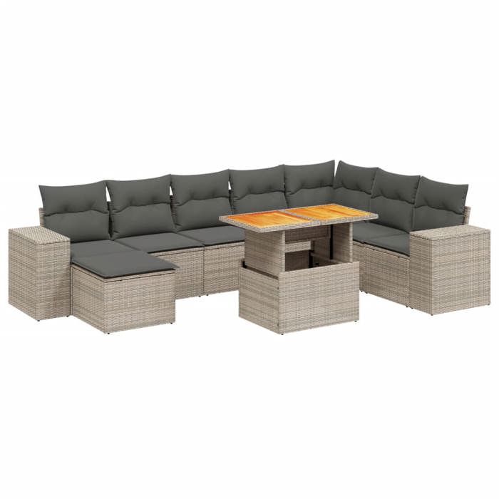 VidaXL Garden Lounge Set with Cushions 9 Pcs, Patio Sofas, Patio Furniture Set, Outdoor Furniture, Grey 3272775