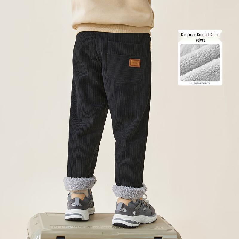 DuoDuoJia Boys  Warm Corduroy Fleece-Lined Straight-Leg Pants 120