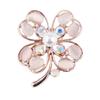 Fashion Colour Preservation Rose Gold Cat's Eye Stone Four-leaf Clover Rhinestone Pearl Brooch Pin Women's Clothing Accessories