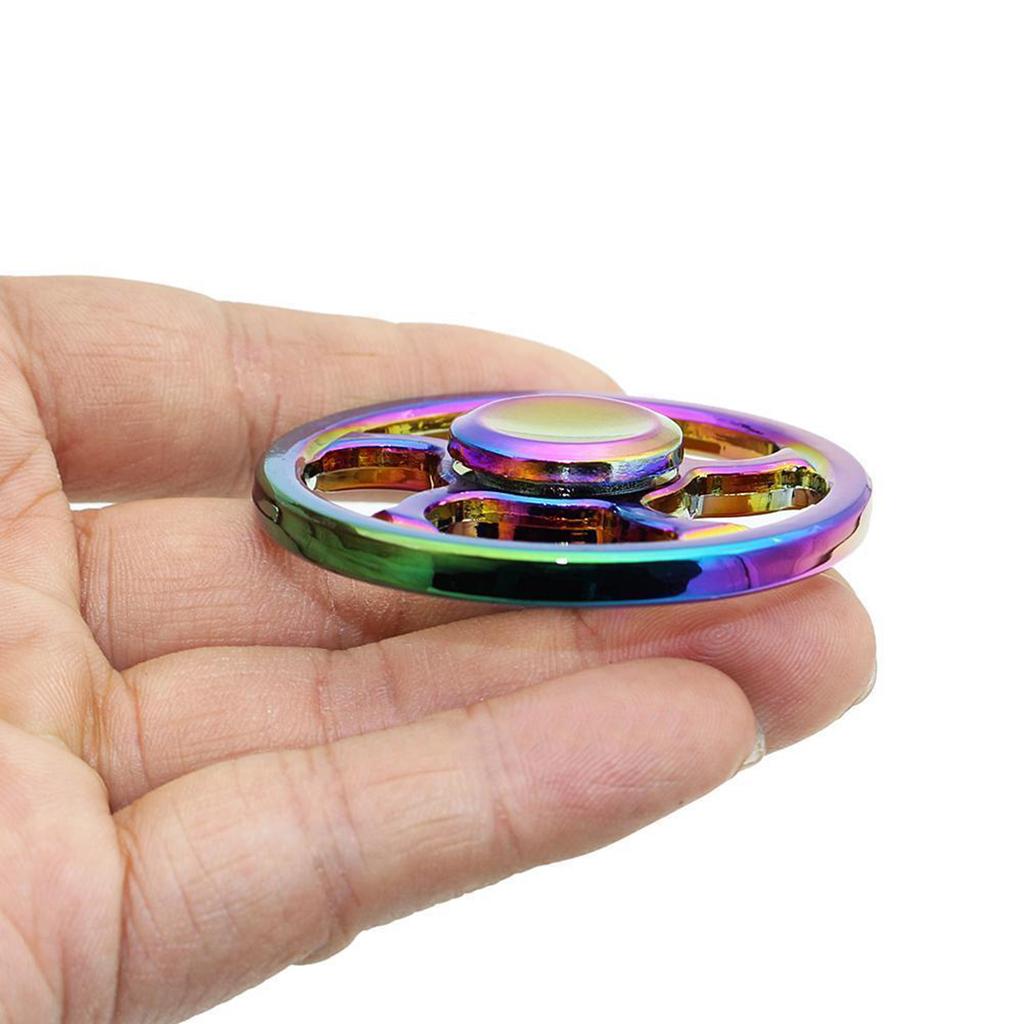 Regenbogen Farbe Aluminium Rad Runde Hand Finger Spinner Zappeln EDC Fokus Spielzeug Gyro