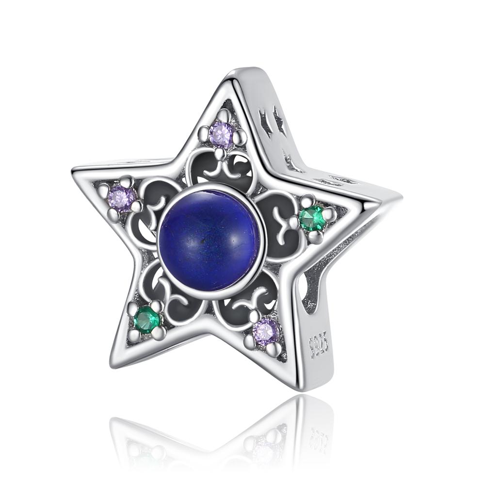 Ahthen Copper Beads Blue Starry Dangle Charm Ideal For Snake Chain Bracelets Necklaces For Women Jewelry Piece Creating