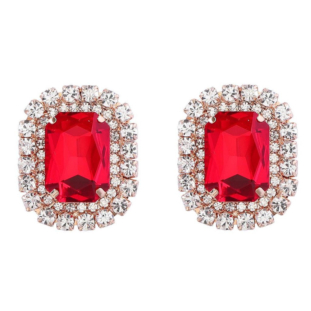 2022 Geometric Square Alloy Diamond Earrings: Super Flash Claw Chain Design for Women - European & American Catwalk Style