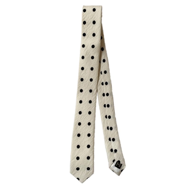 COOKEESEE Dot Pattern Slim Tie (Ivory)