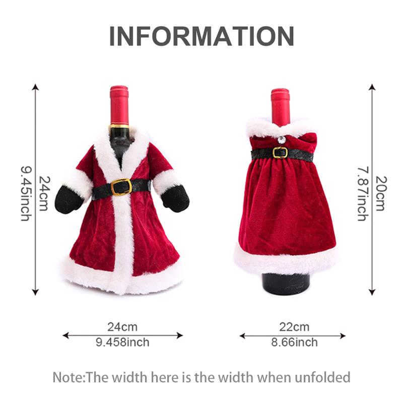 2025 Christmas Wine Bottle Cover Clothing Velvet Board Wine Cabinet Cup Dress Up Xams Christmas Eve New Year Decoration Gift