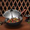 Forged Iron Wok Pan Non-Stick Fish Scale Skillet Pot Even Heating Ergonomic Handle Cooking Pot for Frying Stewing Steaming