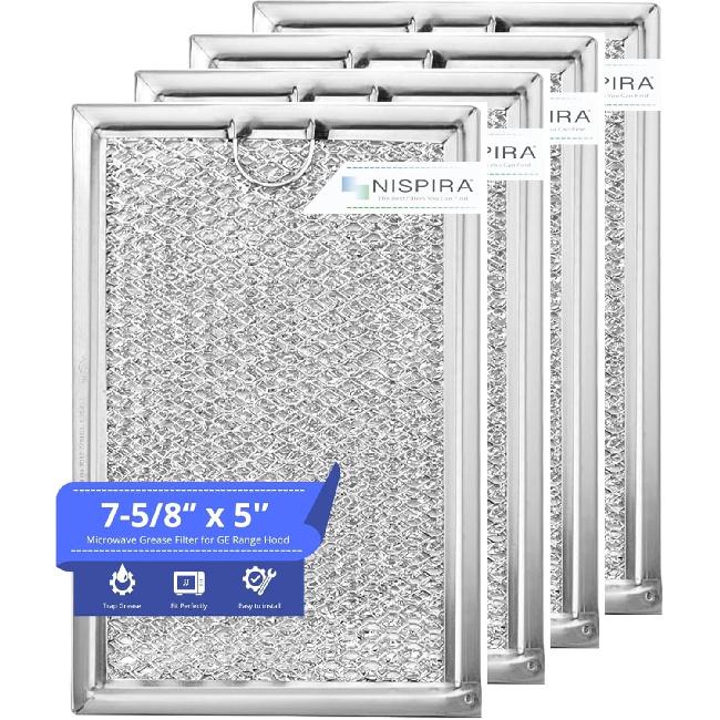 Nispira Сменные жироулавливающие фильтры для вытяжки и микроволновой печи, совместимые с GE WB06X10309 LG 5230W1A012E - 4 упаковки