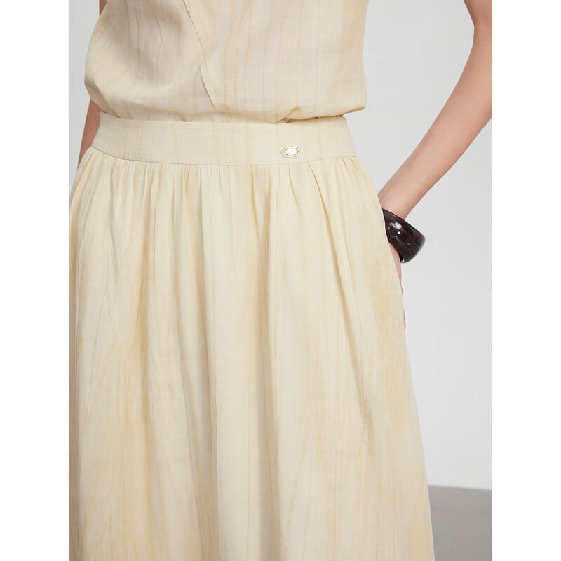 ELLE Draped Lyocell Linen Blend A-Line Skirt