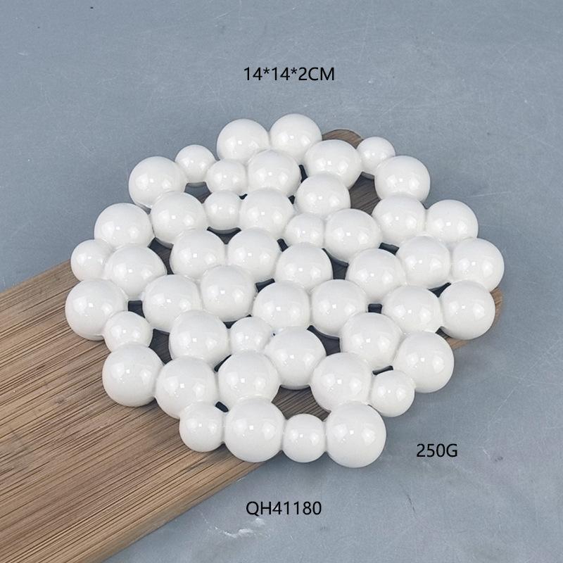 

Керамическая подставка под чашку неправильной формы, креативная рельефная 3D подставка под чайник, салфетка, теплоизоляционная подставка, домашний декор Ceramic bead shaped coaster