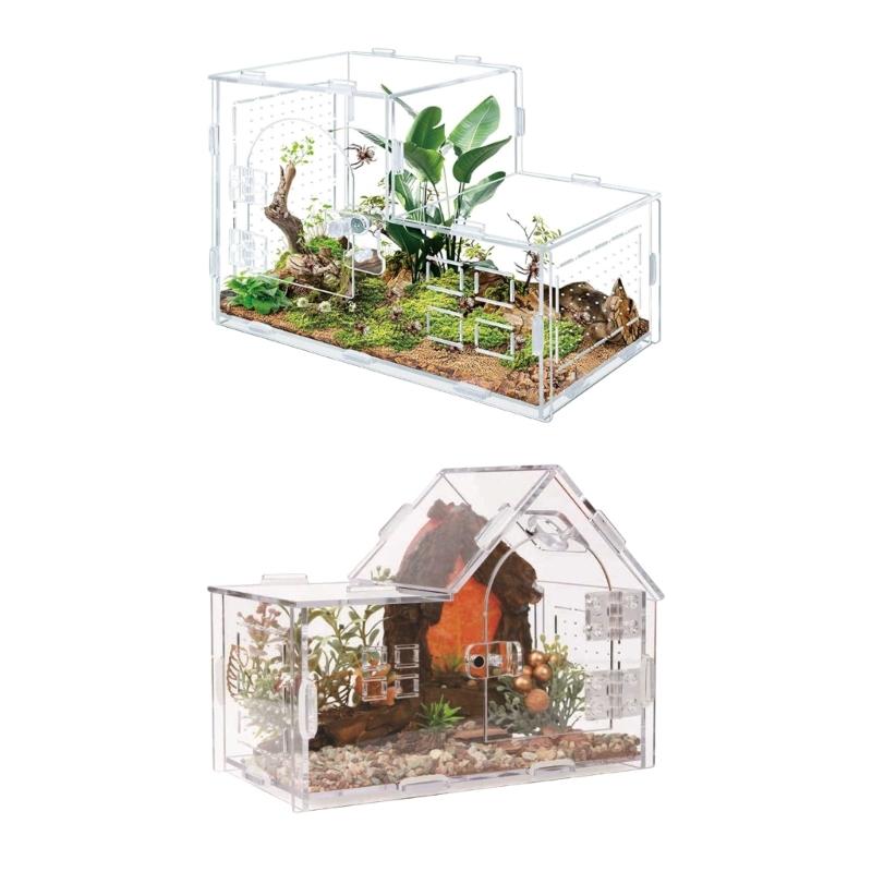 Reptilien Terrarium für Springspinnen Schlange Mit Klarem Beobachtungsdesign Und Sicheren Befestigungen Für Amphibien Lebensräume Box