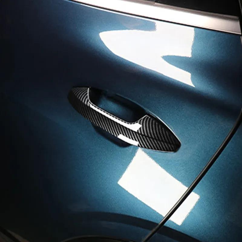 For Kia Sportage NQ5 -2026 Button Style Touch Style Exterior Door Handle Cover Carbon Fiber Bright Black Trim