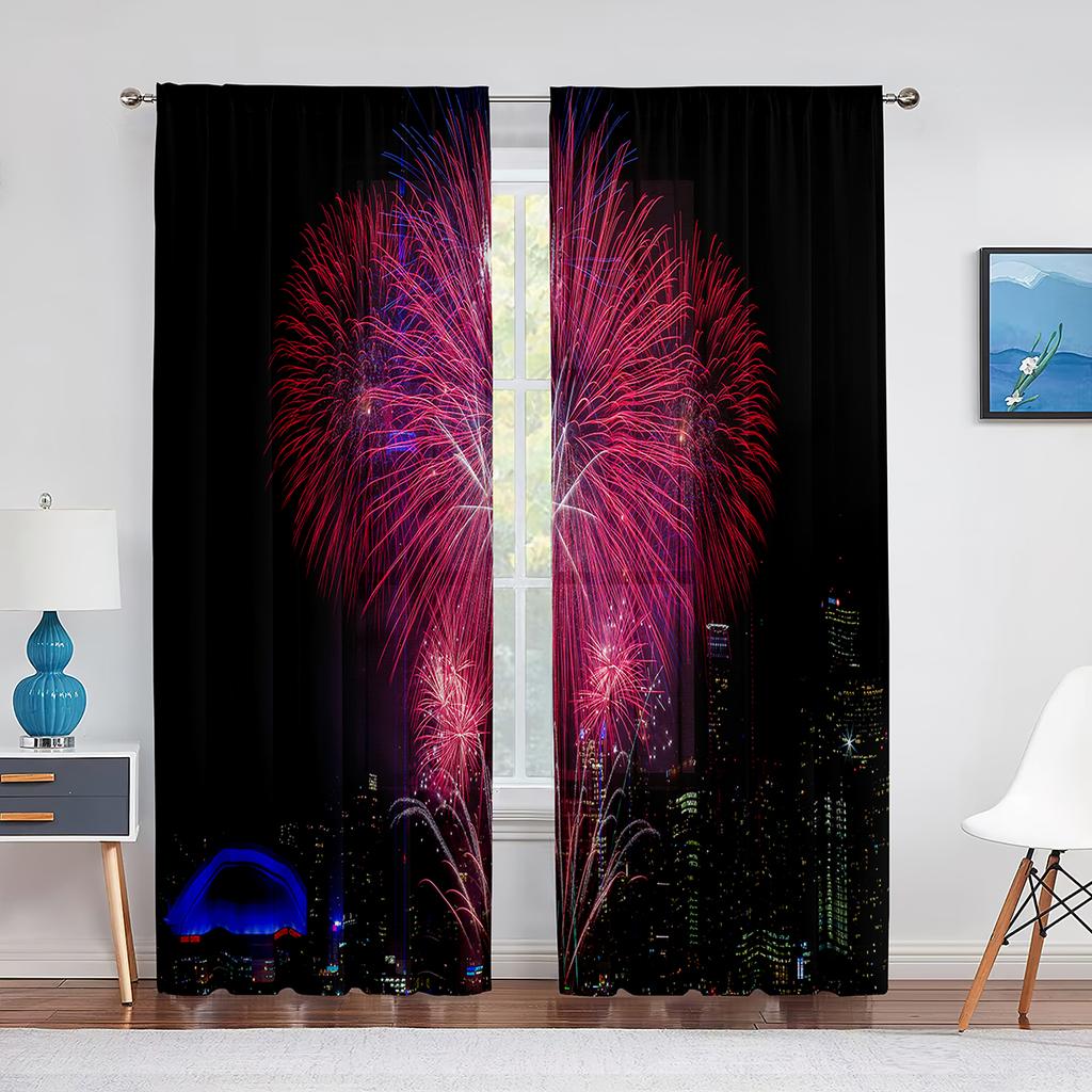 Blommande Färgglada Fyrverkerier Tryckta Skira Voilegardiner för Vardagsrum Sovrum Tyll Fönstergardin Hem Balkong Dekor Draperier