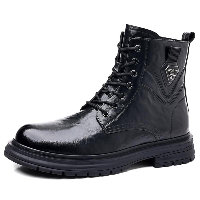 

Fashion High Quality Brand Men s Leather Casual Shoes Outdoor Workwear Shoes Thick Soled Wear-resistant Men s Motorcycle Boots Handsome 38