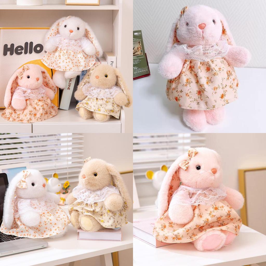 Adorable Stuffed Rabbit Plush Toy With Flower Dress For Kids Gift Characters Included)