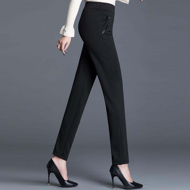 Plus Size Spring and Autumn Straight Pants Women's Elastic Waist Large Office Pants
