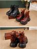 Johnature Thick Soled Short Boots Women's Genuine Leather Front Zipper Platform Boots