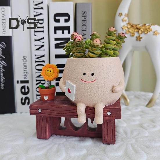 Slunečnice Květináč s úsměvem na tváři Květináč Pryskyřice Kreslená hlava Květináč Vnitřní Venkovní Kaktus Sukulentní rostliny Nádoba Domov Balkon Zahradní dekorace