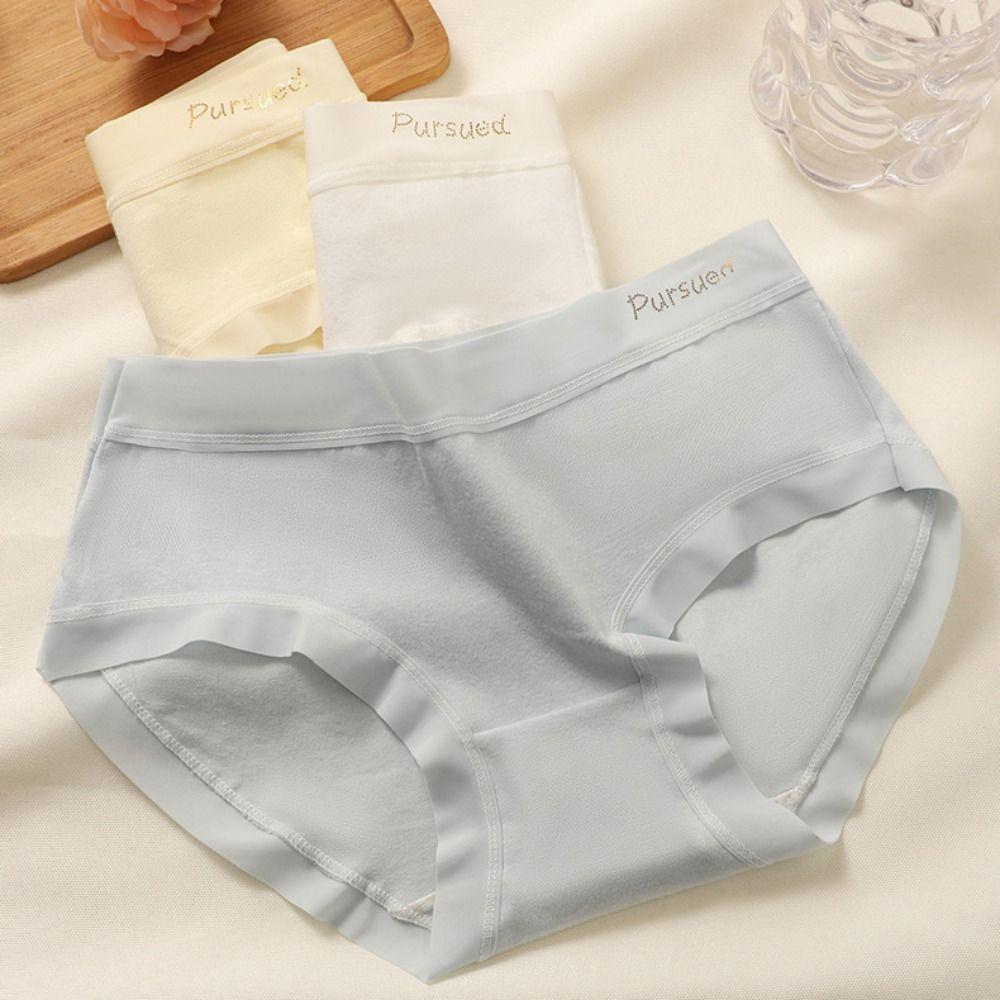 5pcs Cotton Crotch Seamless Briefs Underwear Women's Underpants Simple Mid Waist Panties  Girl