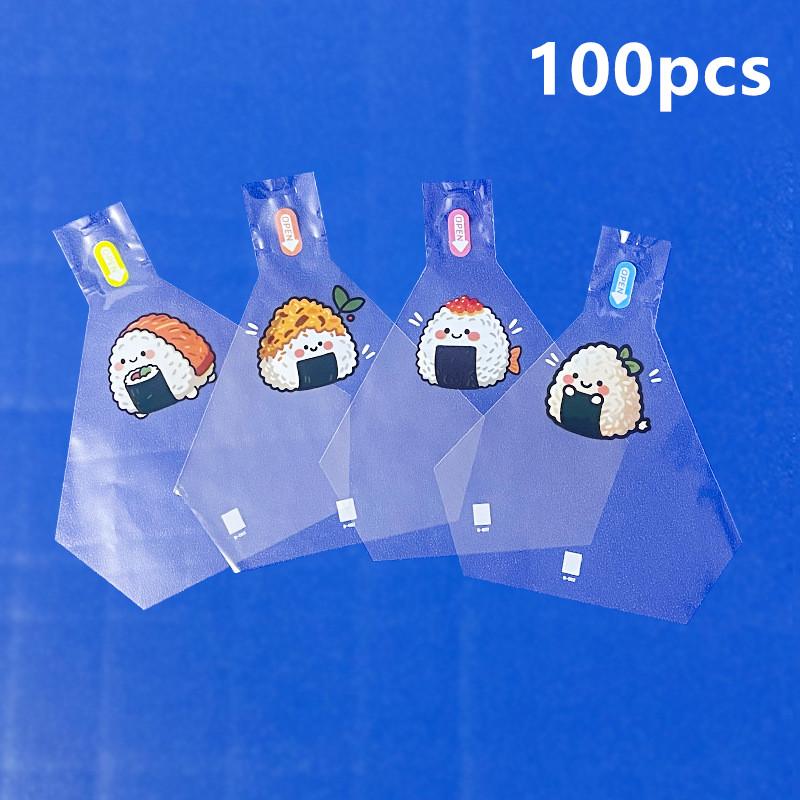 

50/100 шт., симпатичные мультяшные треугольные рисовые шарики, упаковочная сумка, водоросли, онигири, суши, бэнто, форма для приготовления, аксессуары для бэнто, сумки для суши