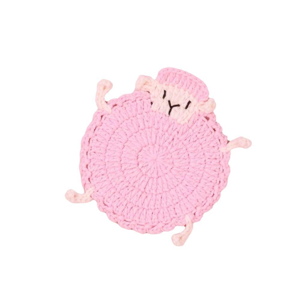 Cartoon Knitted Animal Coaster Handmade Teacup Pad Creative Crochet Lamb Coasters Home Decor