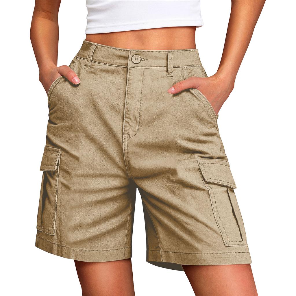 Wander-Shorts für Damen, Leicht, Elastischer Bund, Knielang, Cargo-Shorts, Golf, Freizeit, Sommer, Bermuda-Shorts