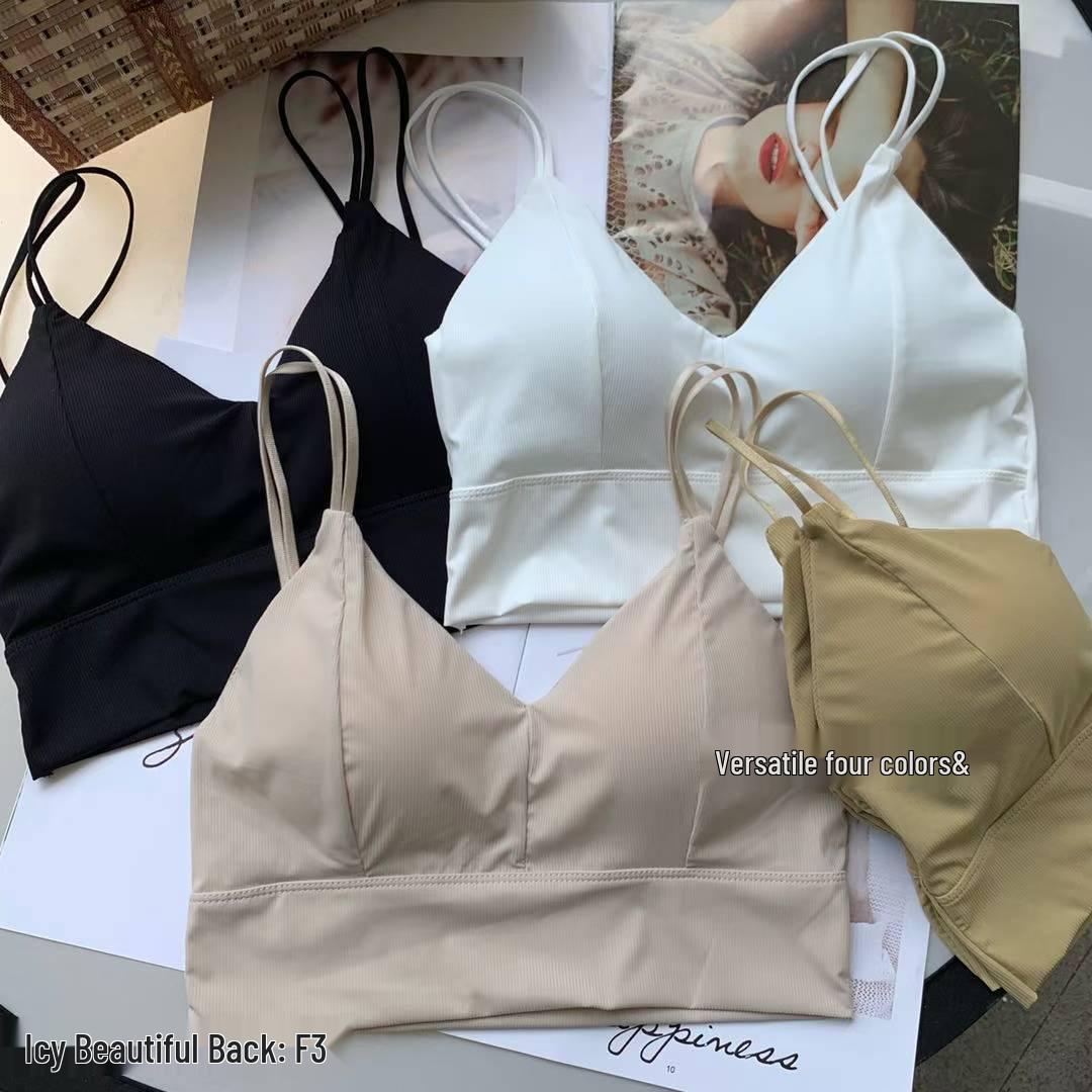 

Women s Casual Comfortable Double Strap Back Bra - Versatile, Solid Color Underwear One Size білий